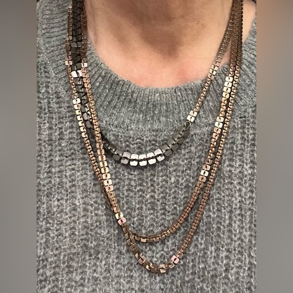 64” Long wrap chain statement necklace- copper w dark grey from Anthropologie - Picture 3 of 8